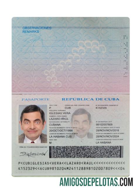 Passaporte Cuba 2018 Presente amostra